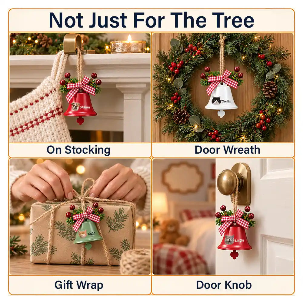 Christmas Gift For Dog Cat Lovers - Personalized Custom Photo Tree Hanging Decoration Bell Ornament
