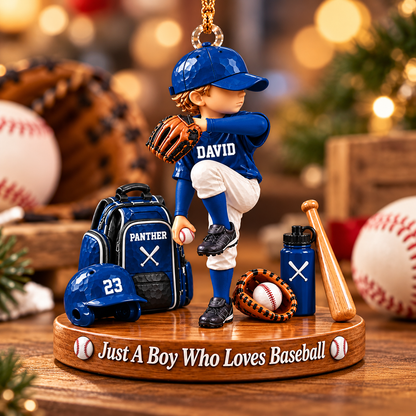 Just A Boy Who Loves Baseball, Personalized Baseball Ornament, Custom Player Name Gift, Gift For Baseball Players Na02