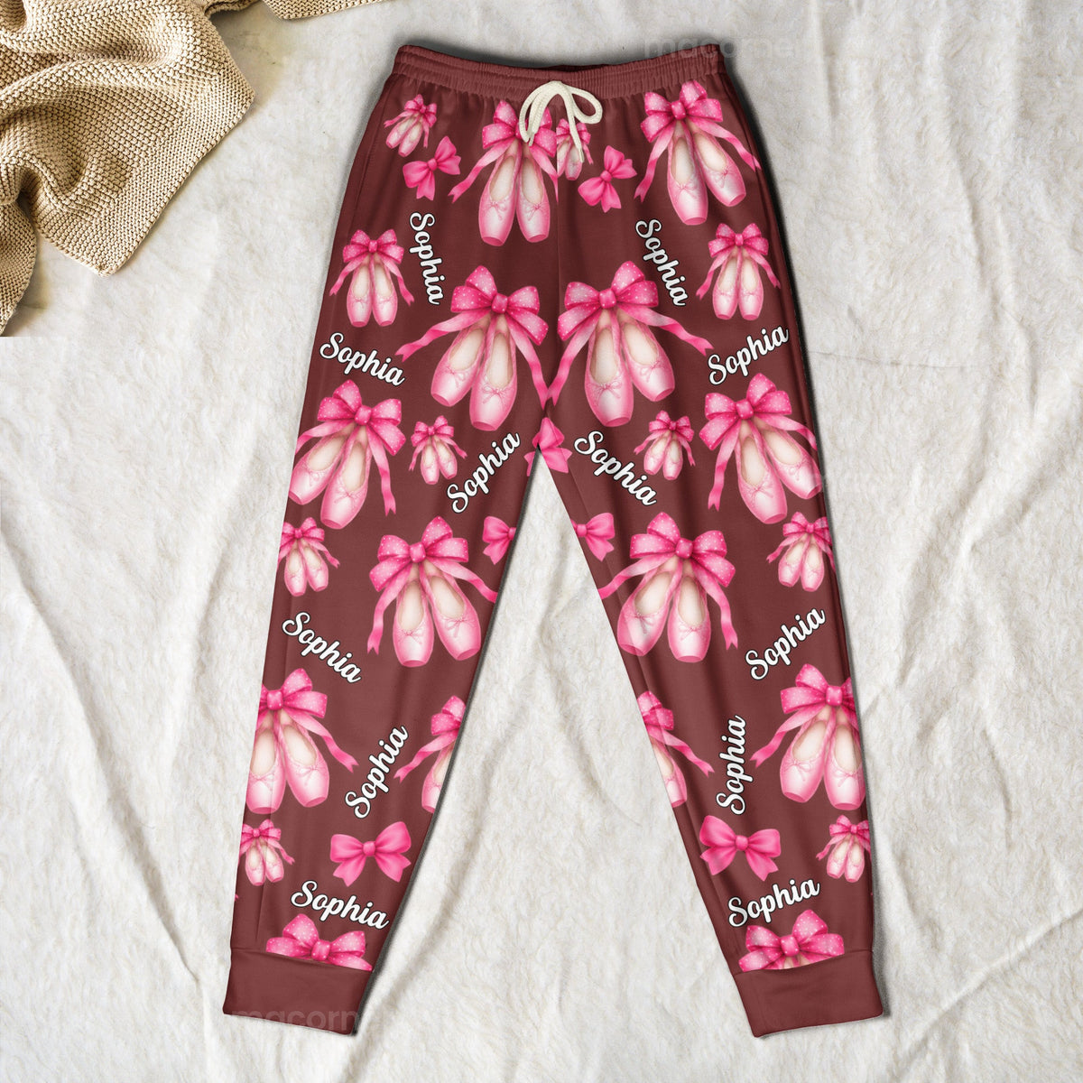 Coquette Bow Ballet Custom Name, Number Gift For Ballet Lover,Ballerina - Personalized Lounge Pants