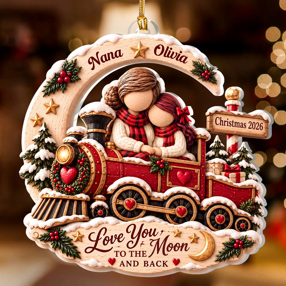 All Aboard A Train Of Love - Personalized 1-Layer Acrylic Ornament