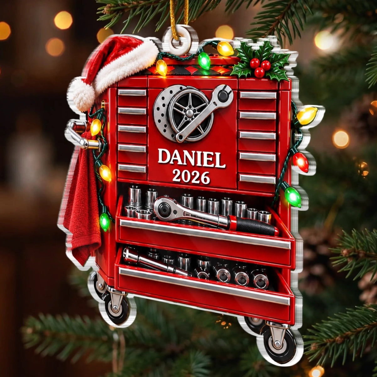 Custom Name Tool Chest Christmas Gifts for Men - Personalized Ornament