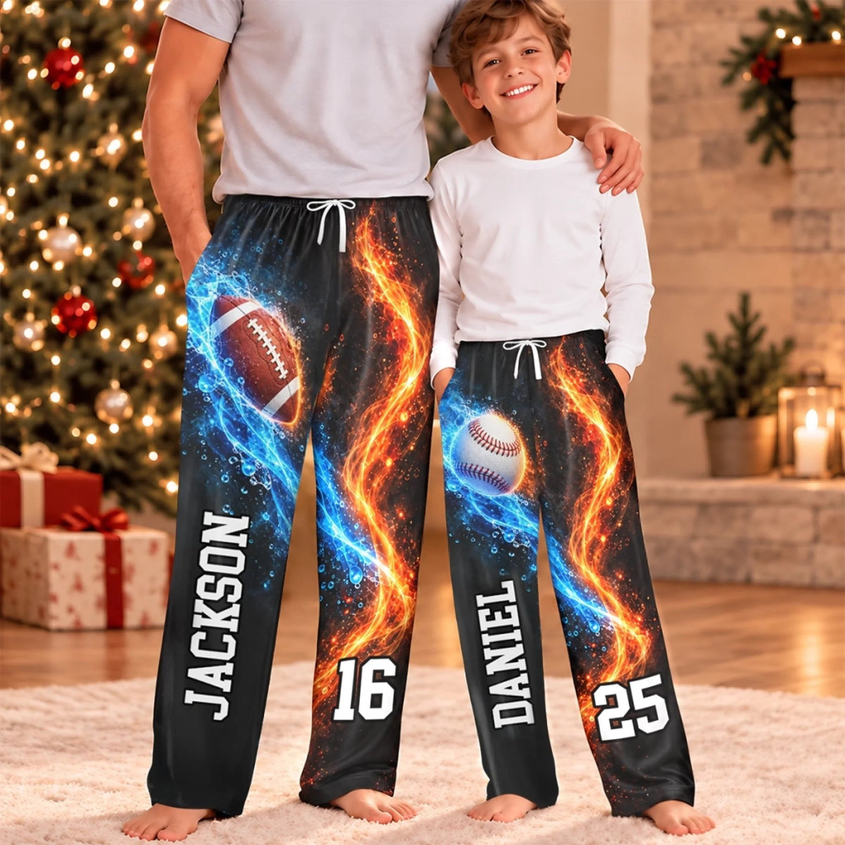 Custom Name and Number Football Gifts for Fans - Personalized Pajamas Pants