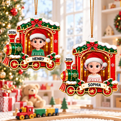 Sweet Baby Holiday Train - Personalized Acrylic Ornament - Christmas Gift For Boy Girl Grandkids