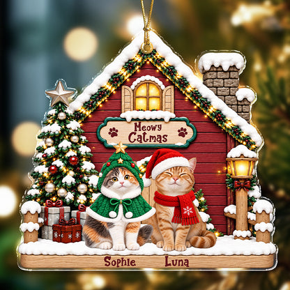 Custom Cat Photo Meowy Catmas Acrylic Ornament, Personalized Christmas Keepsake LM32 670367