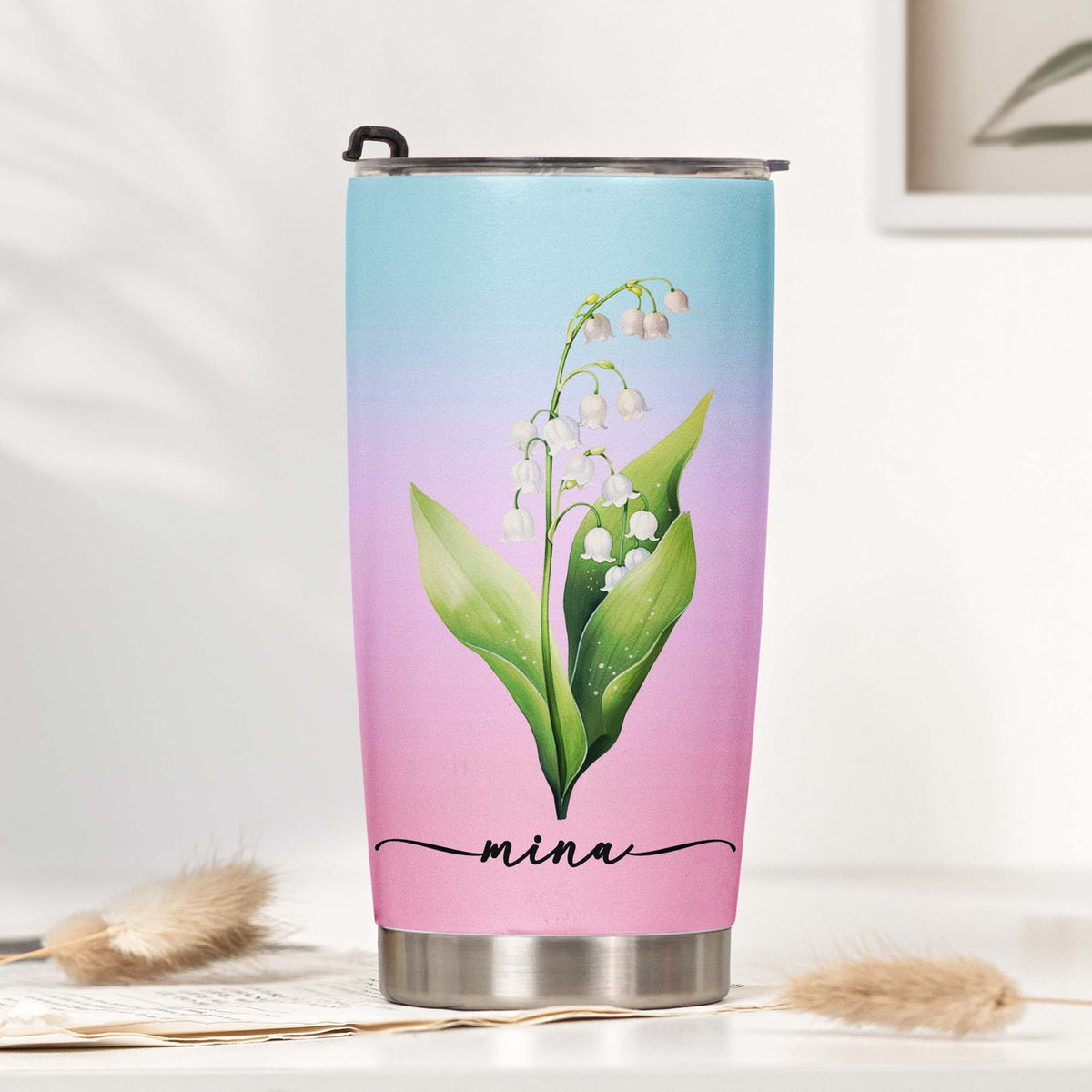 Custom Birth Flower & Name Colorful New Version Gifts For Her, BFF, Coworkers - Personalized Tumbler Cup