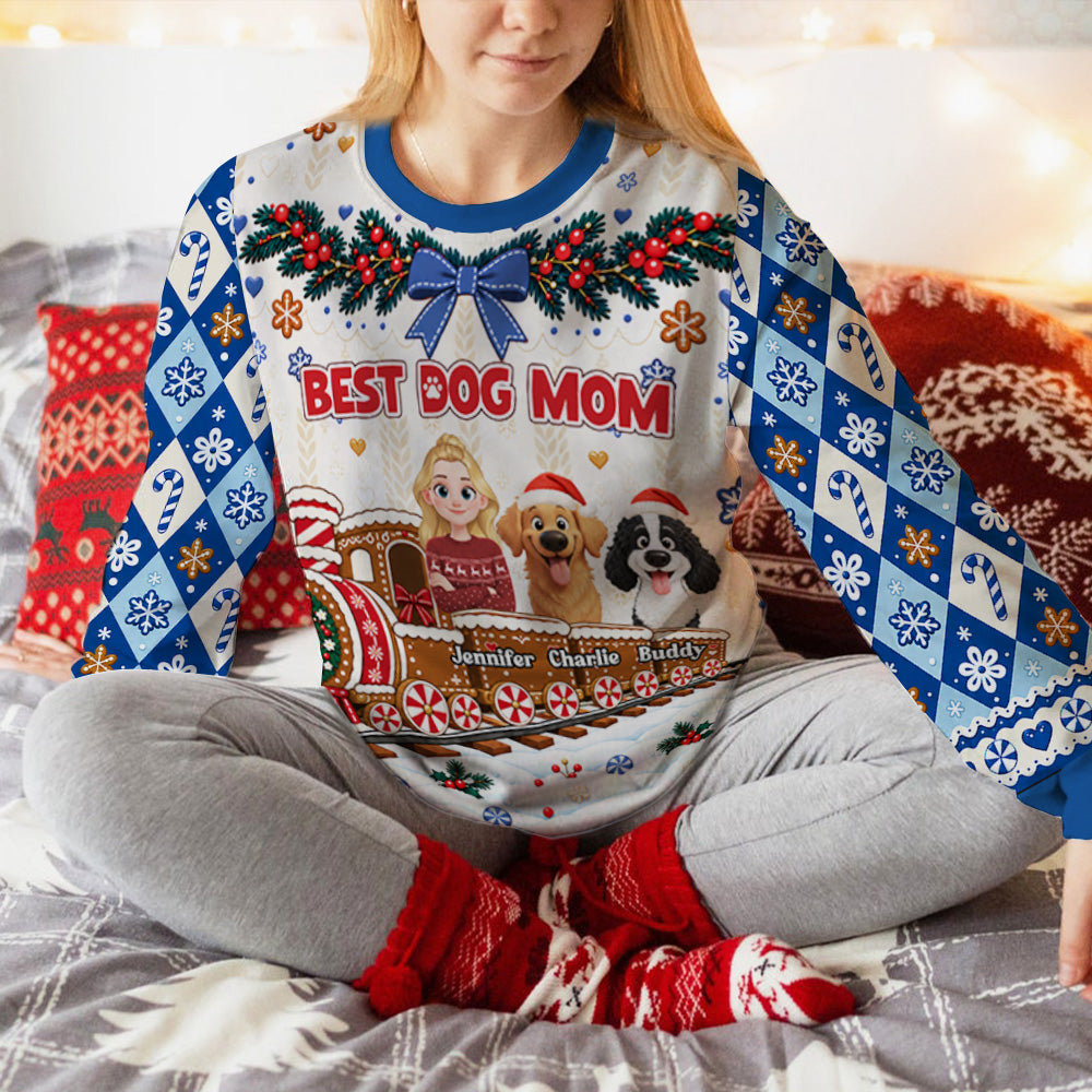 Custom Christmas Sweatshirt for Dog Mom, Dog Lovers • Best Dog Mom - Personalized All-Over-Print Sweatshirt