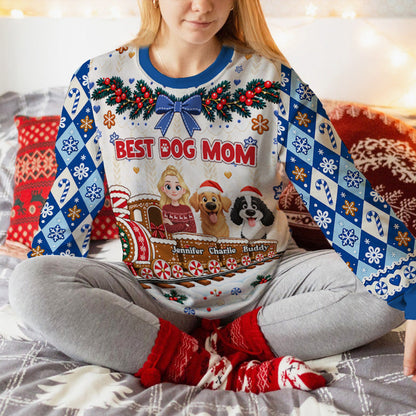 Custom Christmas Sweatshirt for Dog Mom, Dog Lovers • Best Dog Mom - Personalized All-Over-Print Sweatshirt