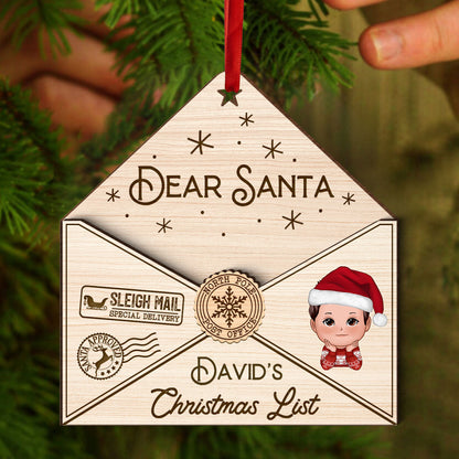 3D Letter To Santa Personalized Wooden Ornament, Christmas Gift For Little Ones