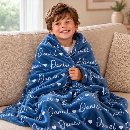 Custom Names Gifts for Kids, Family - Personalized Fleece, Sherpa Blanket