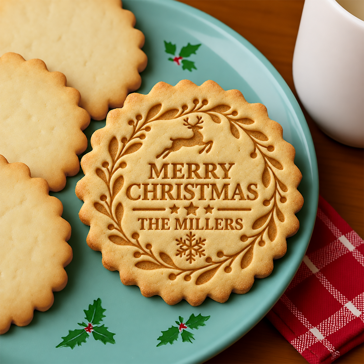 Custom Family Name Merry Christmas Cookie Stamp HA75 919628