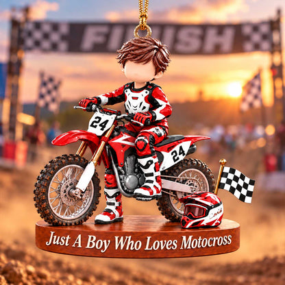 Just A Boy Who Loves Motocross - Personalized Motocross Ornament, Gift For Motocross Racer, Dirt Biker A2110