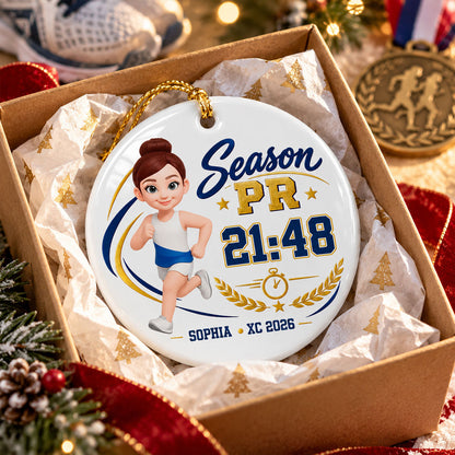 Season PR Cross Country Runner - Personalized Ceramic Ornament - XC PR Keepsake For XC Athlete, Gift For Daughter, Gift For Son