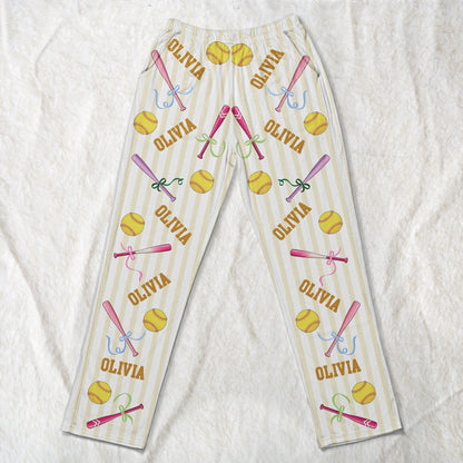 Custom Name Gift For Softball Lovers, Softbal Player, Softball Girls - Personalized Lounge Pants