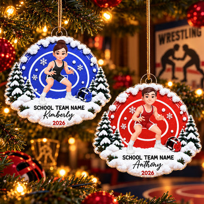 Girl Boy Wrestler - Personalized Acrylic Ornament - Christmas Gift For Kids Grandkids, Young Wrestlers