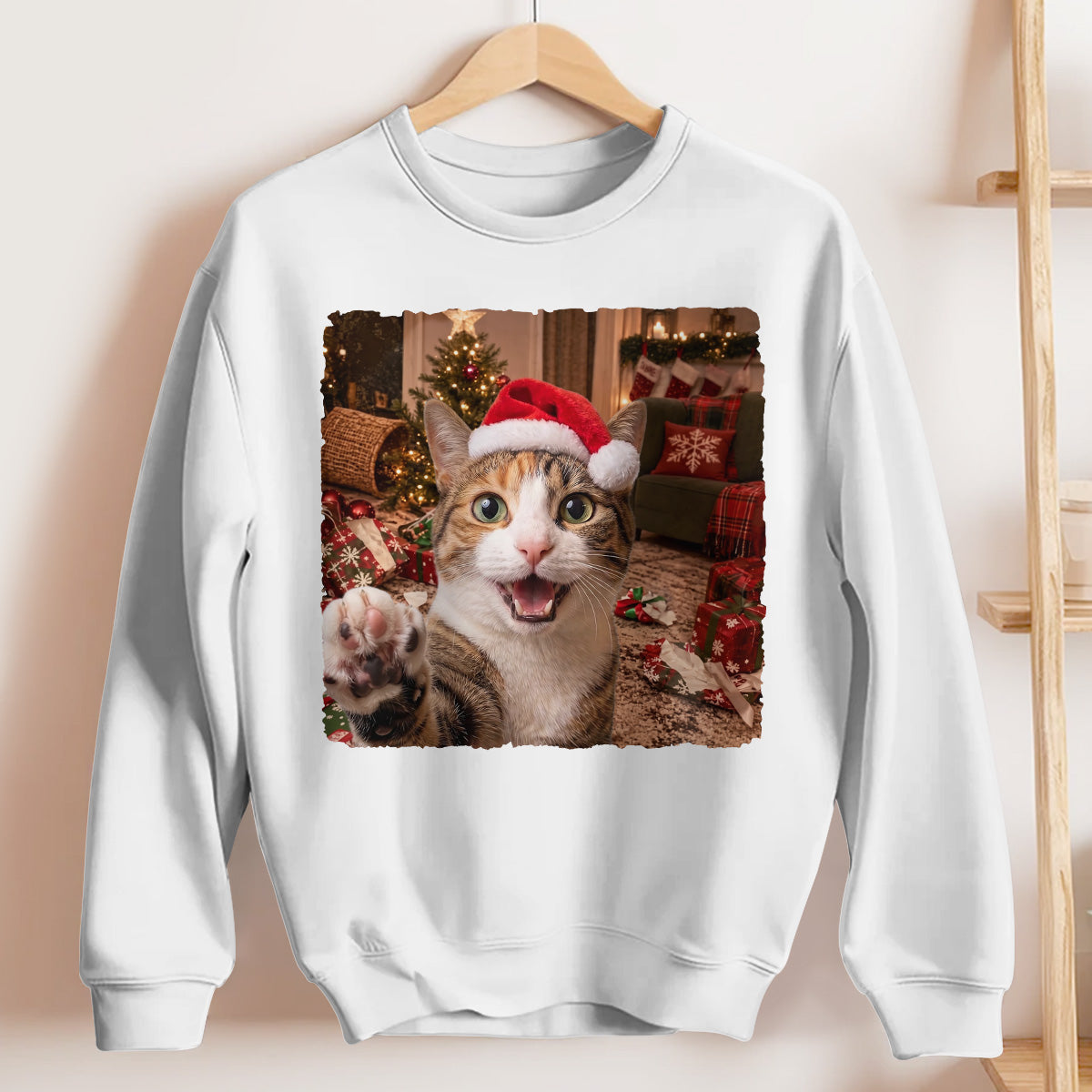 Custom Photo Funny Christmas Pet Selfie - Personalized 2D Unisex Sweatshirt