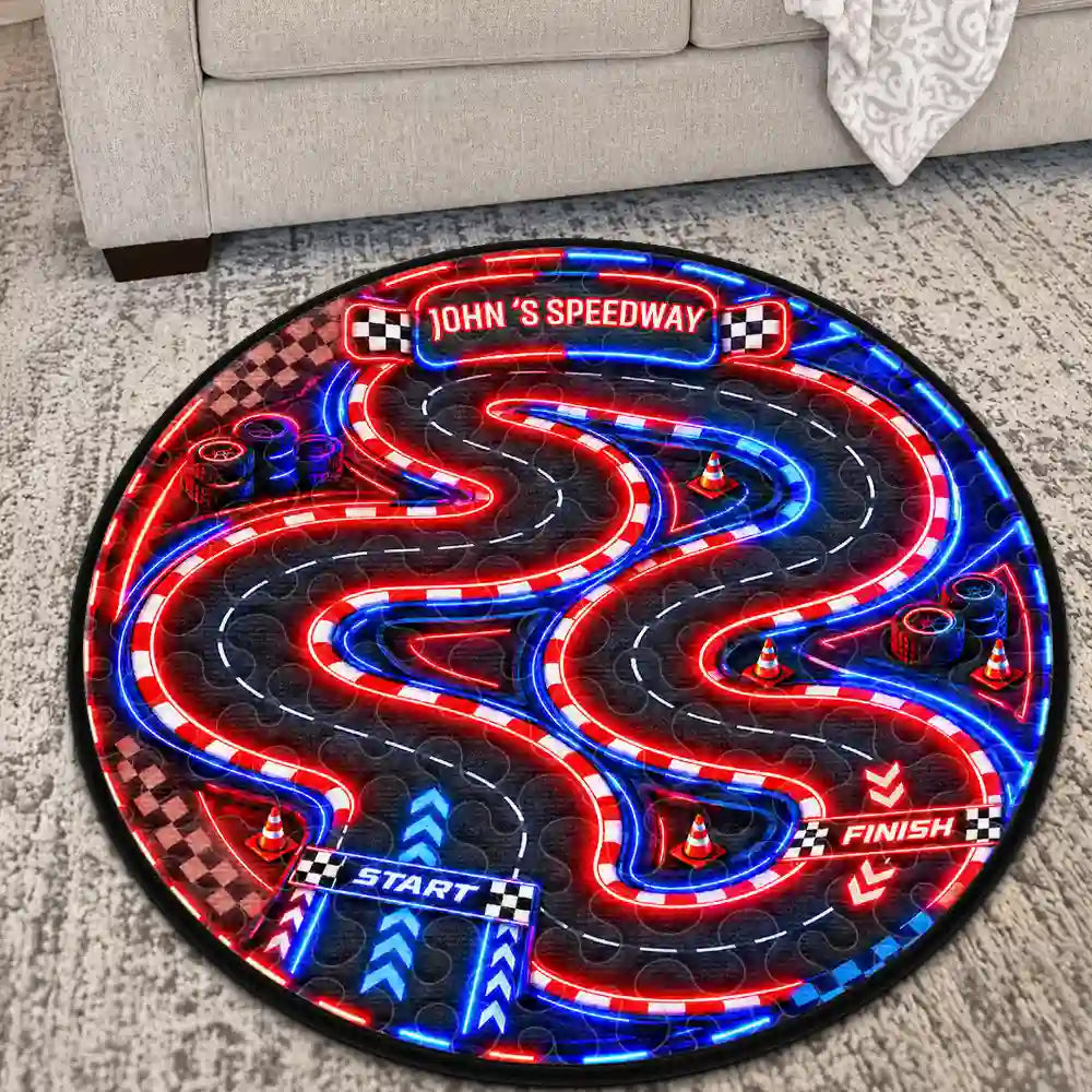 Birthday Gift For Kids Boys Toddler - Personalized Name Sign City Road Car Track Map Rug