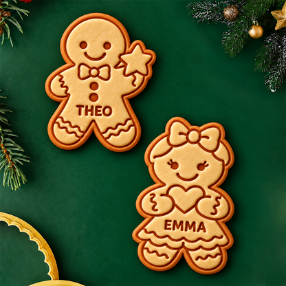 Personalized Name Gingerbread Family Cookie Stamp, Holiday Baker Gift HO82 904122