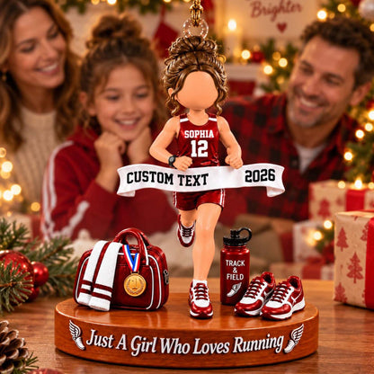 Just A Girl Who Loves Running Ornament, Personalized Track & Field Runner Christmas Ornament, Custom Name Gift Na02