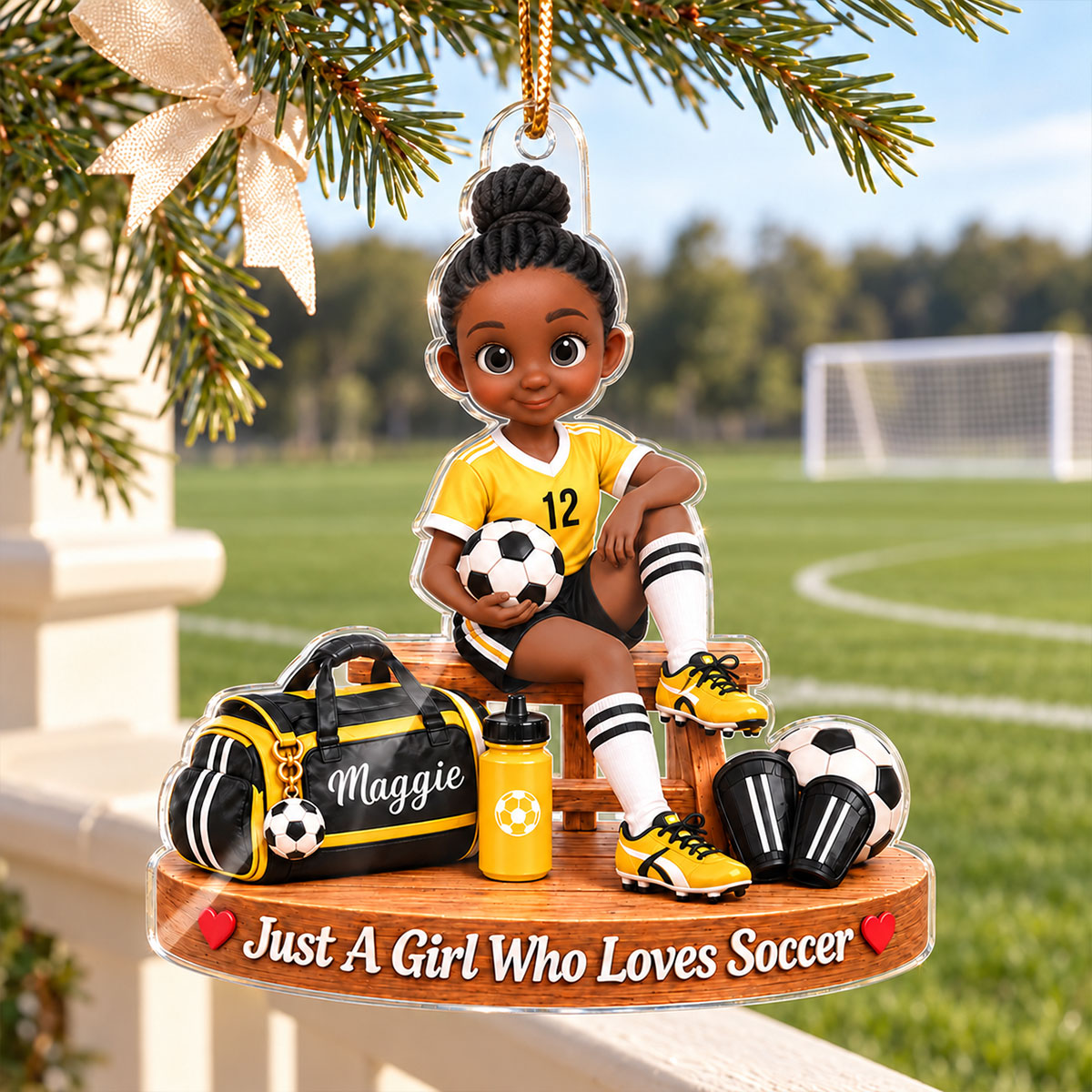 Just a Girl Who Loves Soccer - Personalized Acrylic Ornament - Christmas Gift for Daughter, Granddaughter, Niece