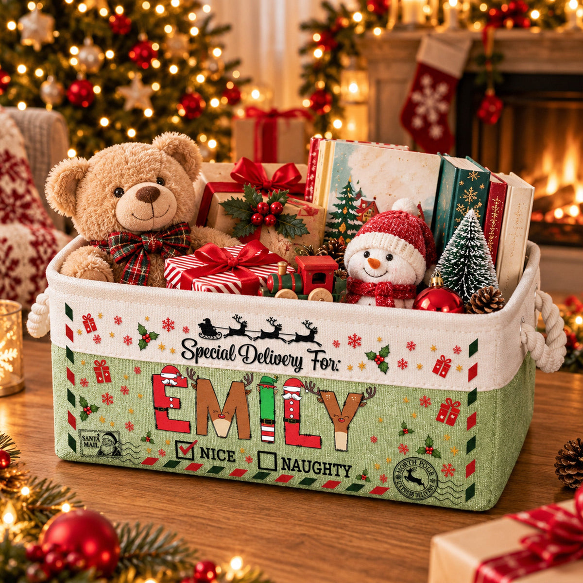 Special Delivery For Christmas Gifts Basket For Kids - Personalized Storage Basket