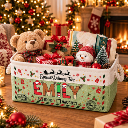 Special Delivery For Christmas Gifts Basket For Kids - Personalized Storage Basket