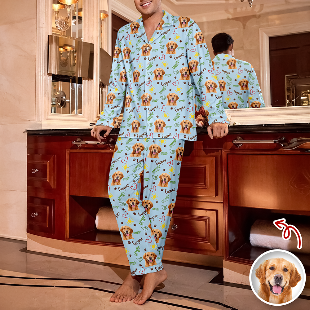 Custom Cute Dog Face Lovely Pattern Christmas Pajamas For Dog Lovers LM32 895725