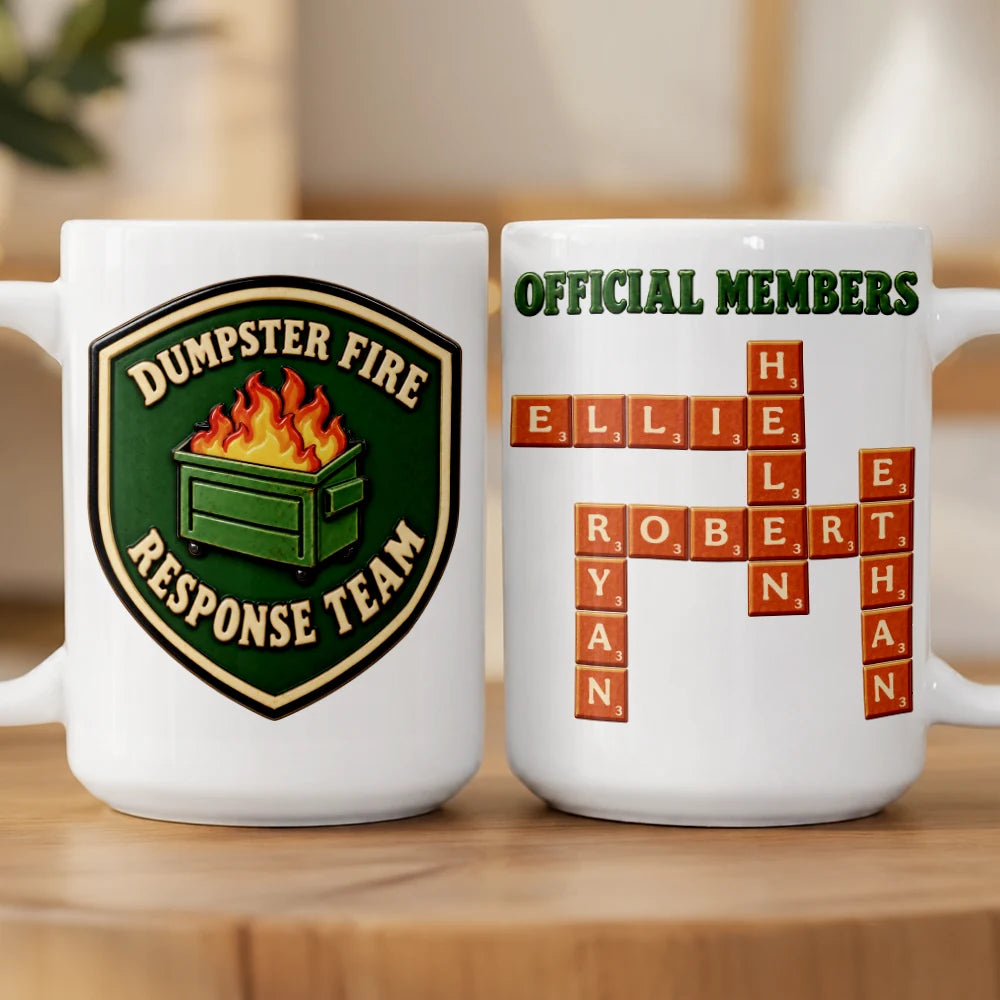Funny Gift For Coworker - Personalized Crossword Dumpster Fire Response Team Mug