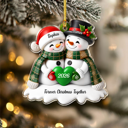 Personalized Snowman Couple 3D Effect Acrylic Christmas Ornament LM32 669863