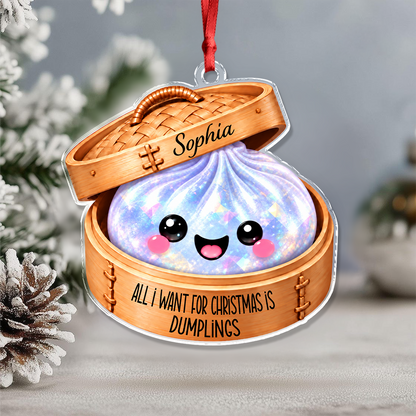 Custom Name Merry Squishmas Glitter Rainbow Dumpling Acrylic Ornament, Cute Christmas Keepsake TH10 171431