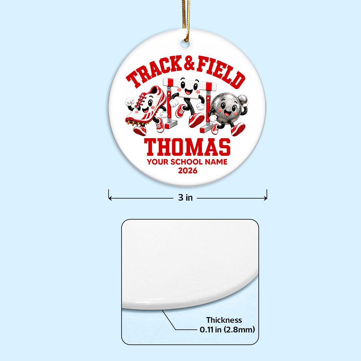 Cute Track & Field Sports - Personalized Ceramic Ornament - Christmas Gift For Track & Field Athletes, Son, Daughter, Grandson, Granddaughter