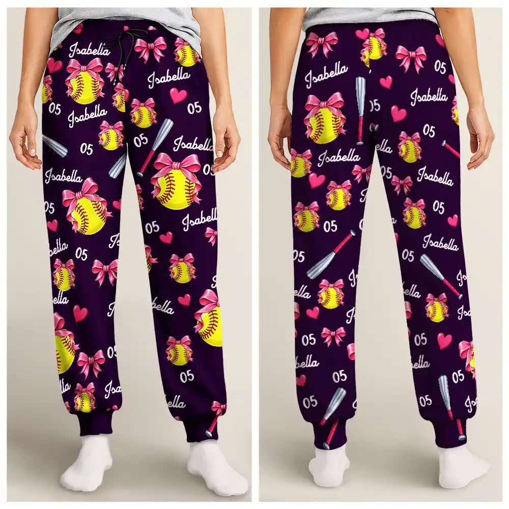 Christmas Gift For Sports Lovers - Personalized Coquette Bow Star Lightning Pajama Pants