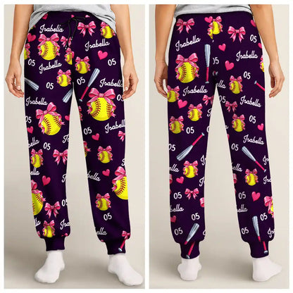 Christmas Gift For Sports Lovers - Personalized Coquette Bow Star Lightning Pajama Pants