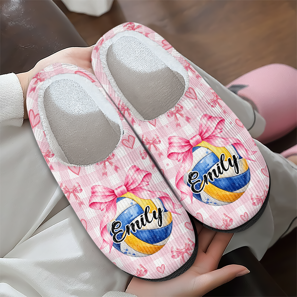 Personalized Custom Name Coquette Bow Sport Slippers TH10 171355