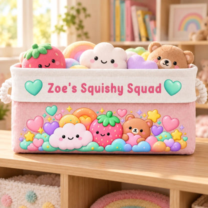 Custom Name Squishy Squad Gifts for Kids - Personalized Storage Basket