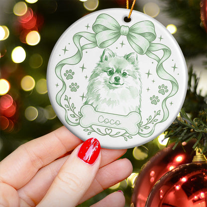 Pet Portrait Watercolor Preppy Coquette Aesthetic - Personalized Ornament
