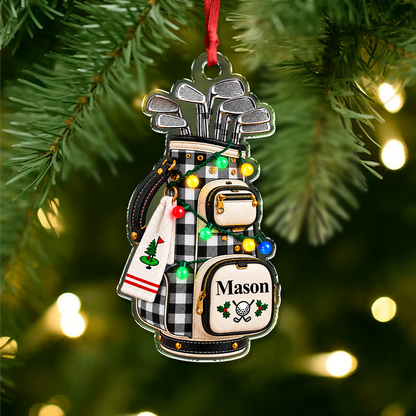 Personalized Golf Bag Christmas Acrylic Ornament, Custom Hanging Tree Decoration Gift For Golf Lovers CH07 180778