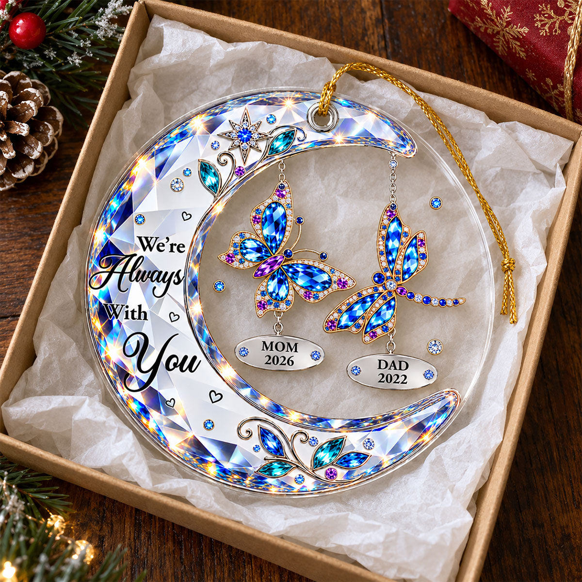 Starlit Butterfly Moon - Personalized Acrylic Ornament
