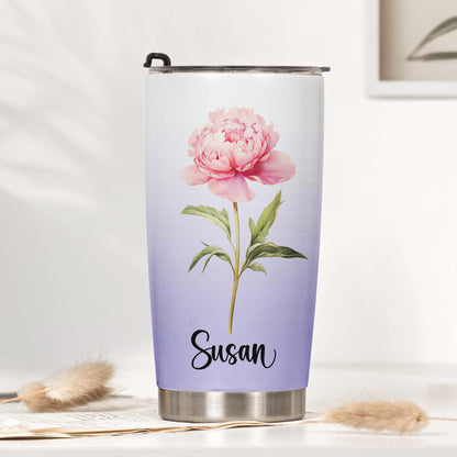 Custom Birth Flower & Name Colorful New Version Gifts For Her, BFF, Coworkers - Personalized Tumbler Cup