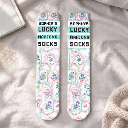 Lucky Mahjong Socks, Gifts For Mahj Group - Personalized Socks
