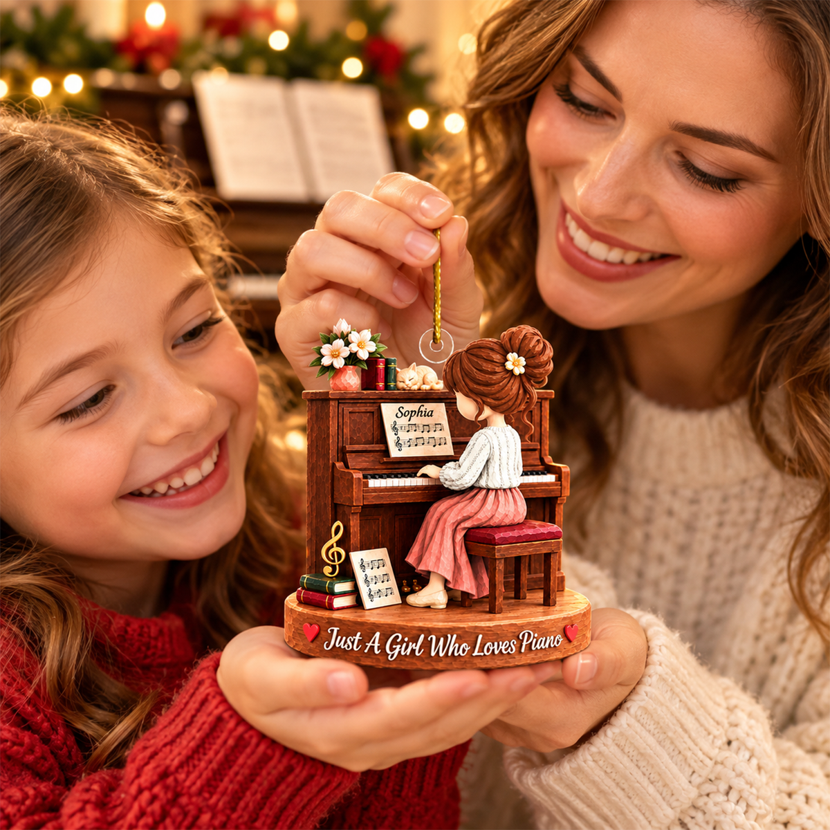 Just A Girl Who Loves Piano, Personalized Piano Ornament, Custom Player Name Gift, Gift For Piano Players Piano Lovers MI209