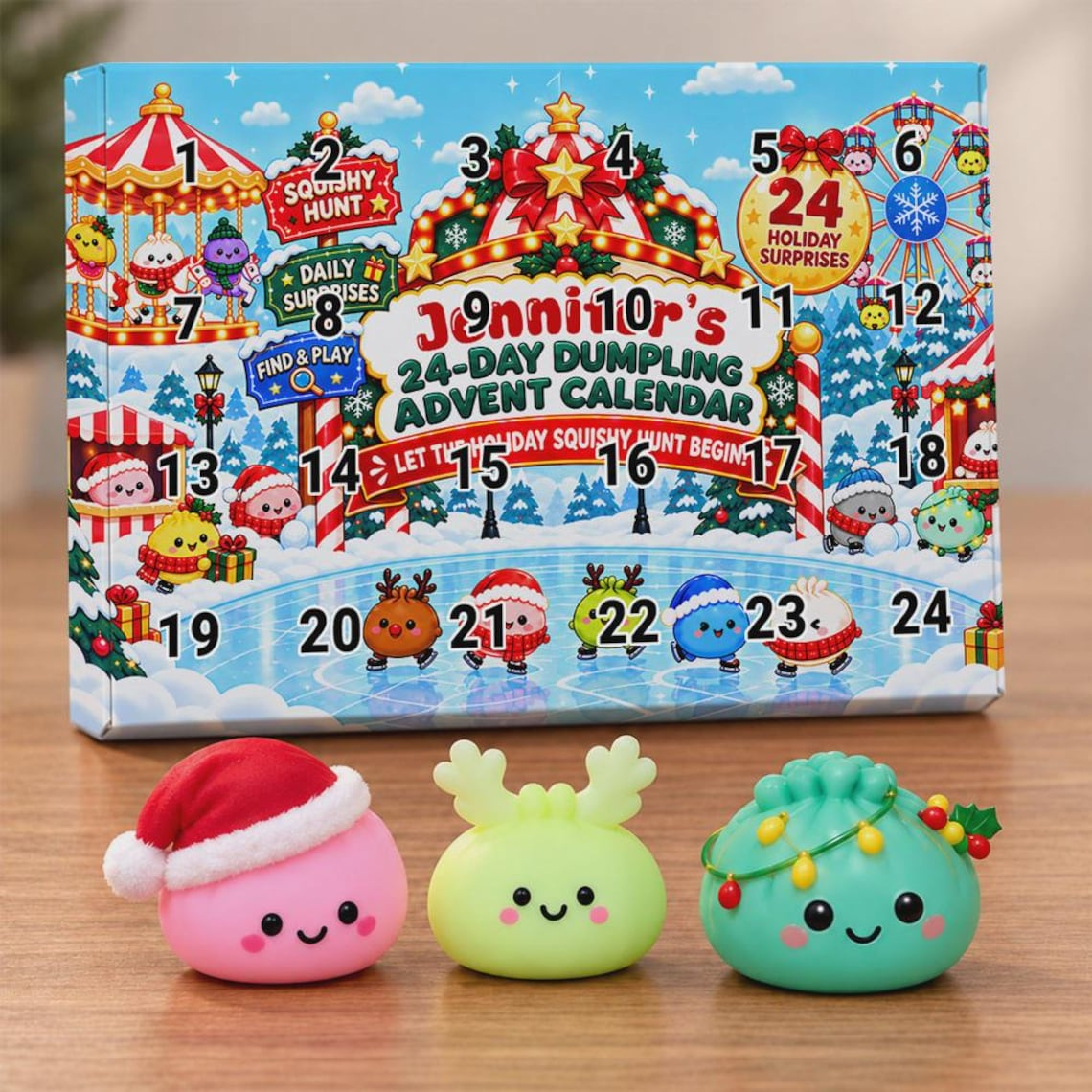 Personalized Custom Name Dumpling Countdown Box Advent Calendar For Christmas TH10 171407