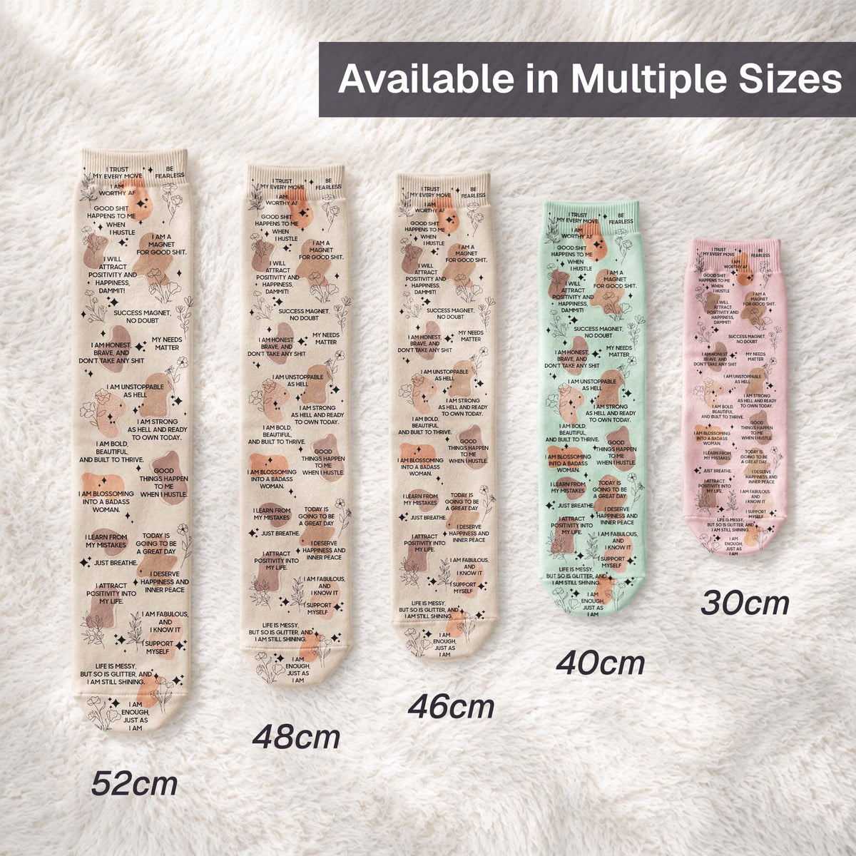 Daily Reminder Socks - Swear Affirmations For Coworkers, Her, Friends, Self Gifts - Personalized Socks