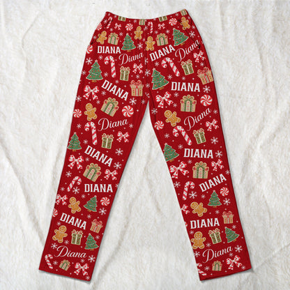 Custom Name Christmas Pattern For Family Members, Siblings, Friends - Personalized Lounge Pants