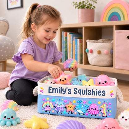 Custom Name Kawaii Squishy Collection Gifts for Kids - Personalized Storage Basket