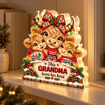 This Grandma Loves Her Herd - Personalized Light Box - Heartfelt Christmas Gift for Grandma
