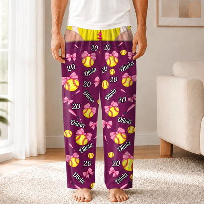 Custom Name And Number Sports Gifts For Women - Personalized Pajama Pants