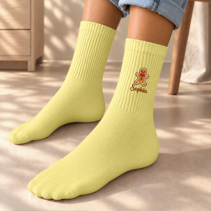 Custom Name Christmas Character Gifts For Her, Him, Kids - Personalized Embroidered Socks