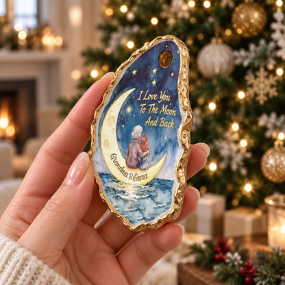 I Love You To The Moon And Back - Personalized Oyster Shell Ornament