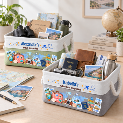 Traveling Memories Adventure Basket, Souvenir & Essentials - Personalized Storage Basket