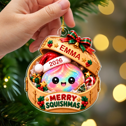 Custom Glitter Dumpling Merry Squishmas Acrylic Ornament TH10 171429